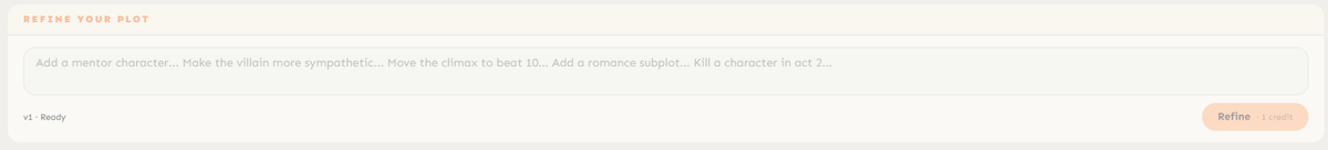 Refine Your Plot panel with instruction text field and Refine button