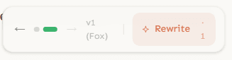 Version bar showing v1 (Fox) version selected with green dot